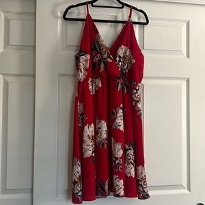 Red flora sun dress